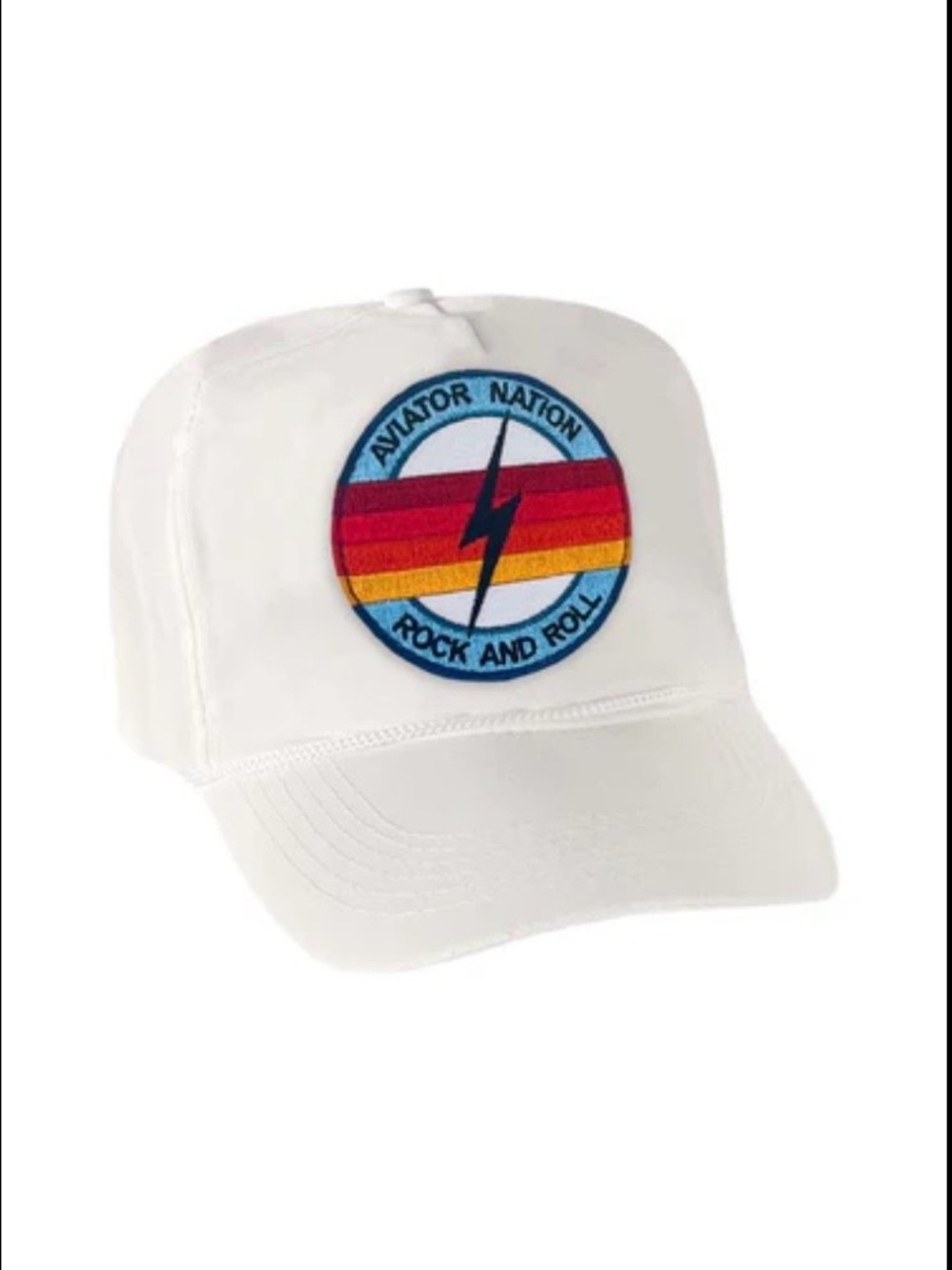 Aviator Nation Rock and Roll Lightening Bolt white hat